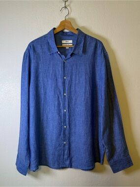 Marks & Spencer Men's Regular Fit Pure Linen Button Down Shirt Lightweight XL